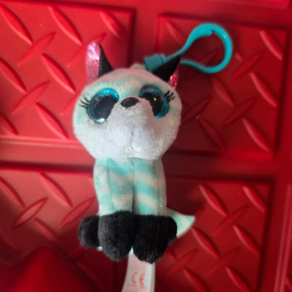 Ty Beanie Boos Atlas Fox Teal White Chevron Plush Stuffed Animal Small 6 inch